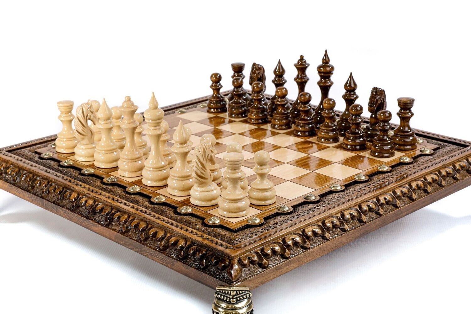 Square Chess with bronze legs 40x40cm