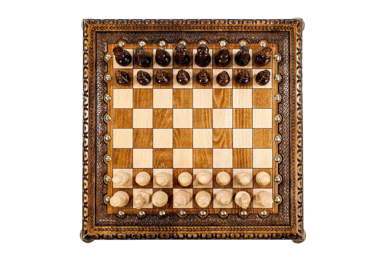 Square Chess with bronze legs 40x40cm