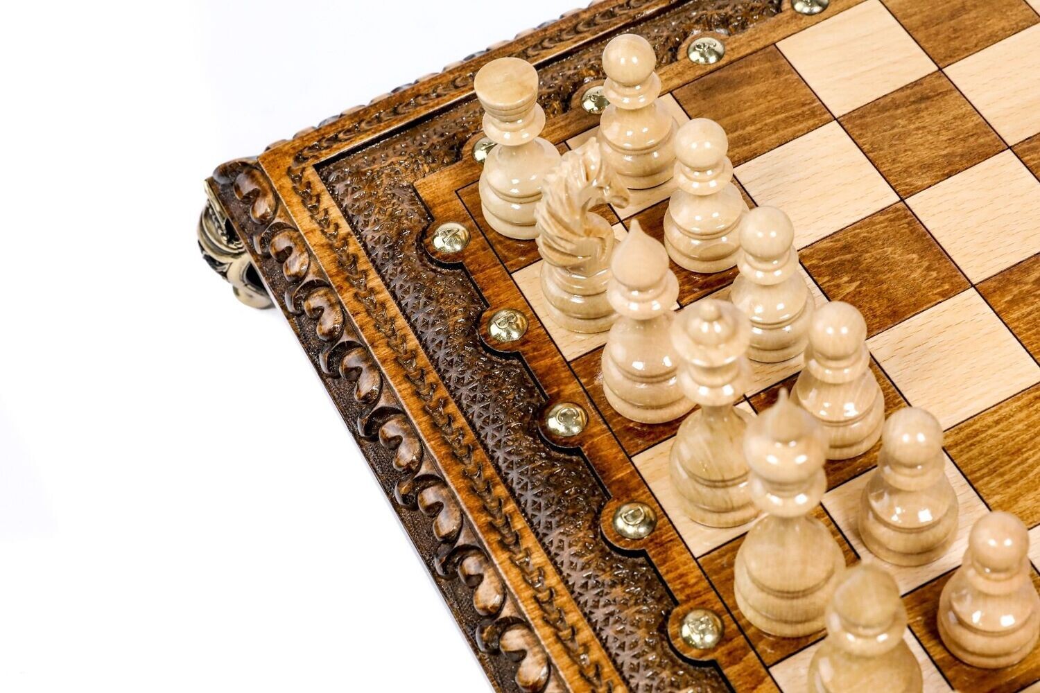Square Chess with bronze legs 40x40cm