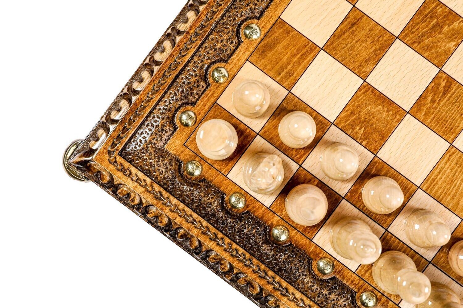 Square Chess with bronze legs 40x40cm