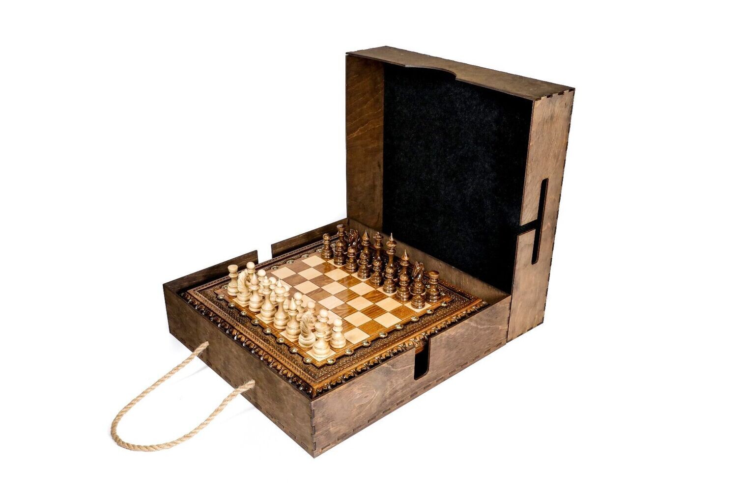 Square Chess with bronze legs 40x40cm