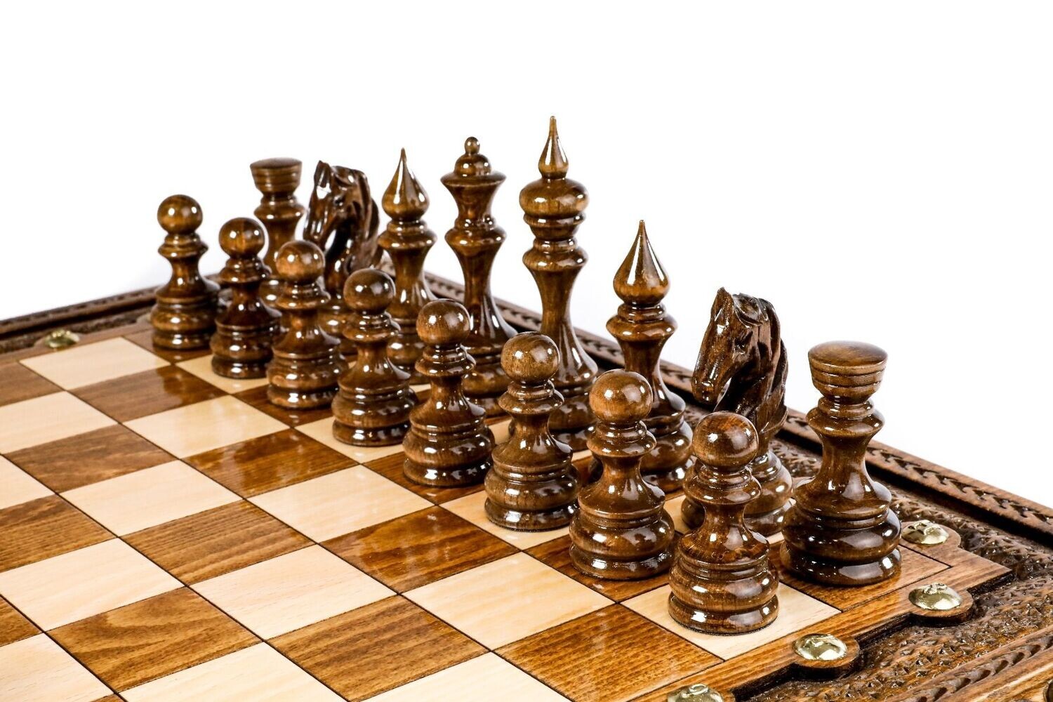 Square Chess with bronze legs 40x40cm