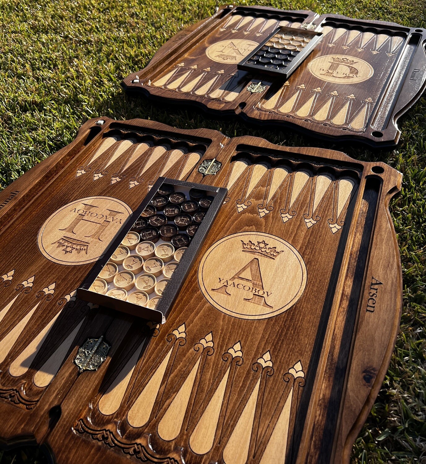 Custom Order Backgammon Set With backgammon pieces 