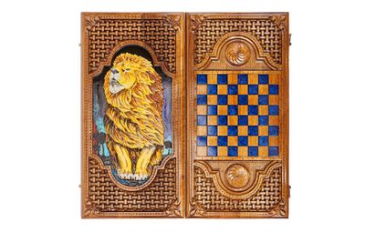 Backgammon Lion Walnut Wood and Epoxy 24" x 12" x 2" Backgammon Lion Walnut Wood and Epoxy 24" x 12" x 2"