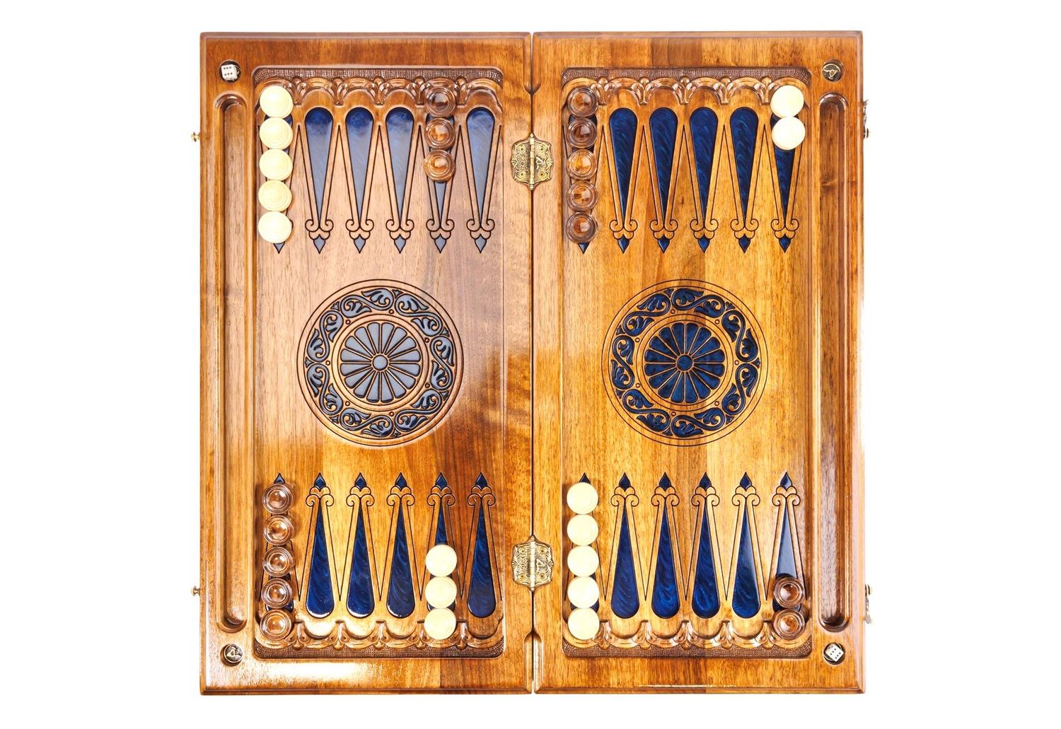 Backgammon Lion Walnut Wood and Epoxy 24&quot; x 12&quot; x 2&quot;