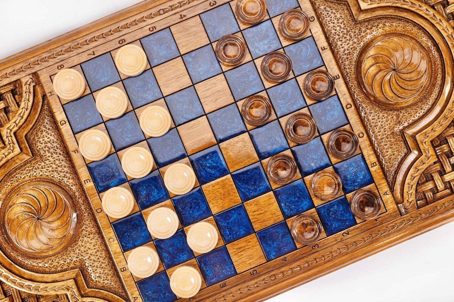 Backgammon Lion Walnut Wood and Epoxy 24&quot; x 12&quot; x 2&quot;
