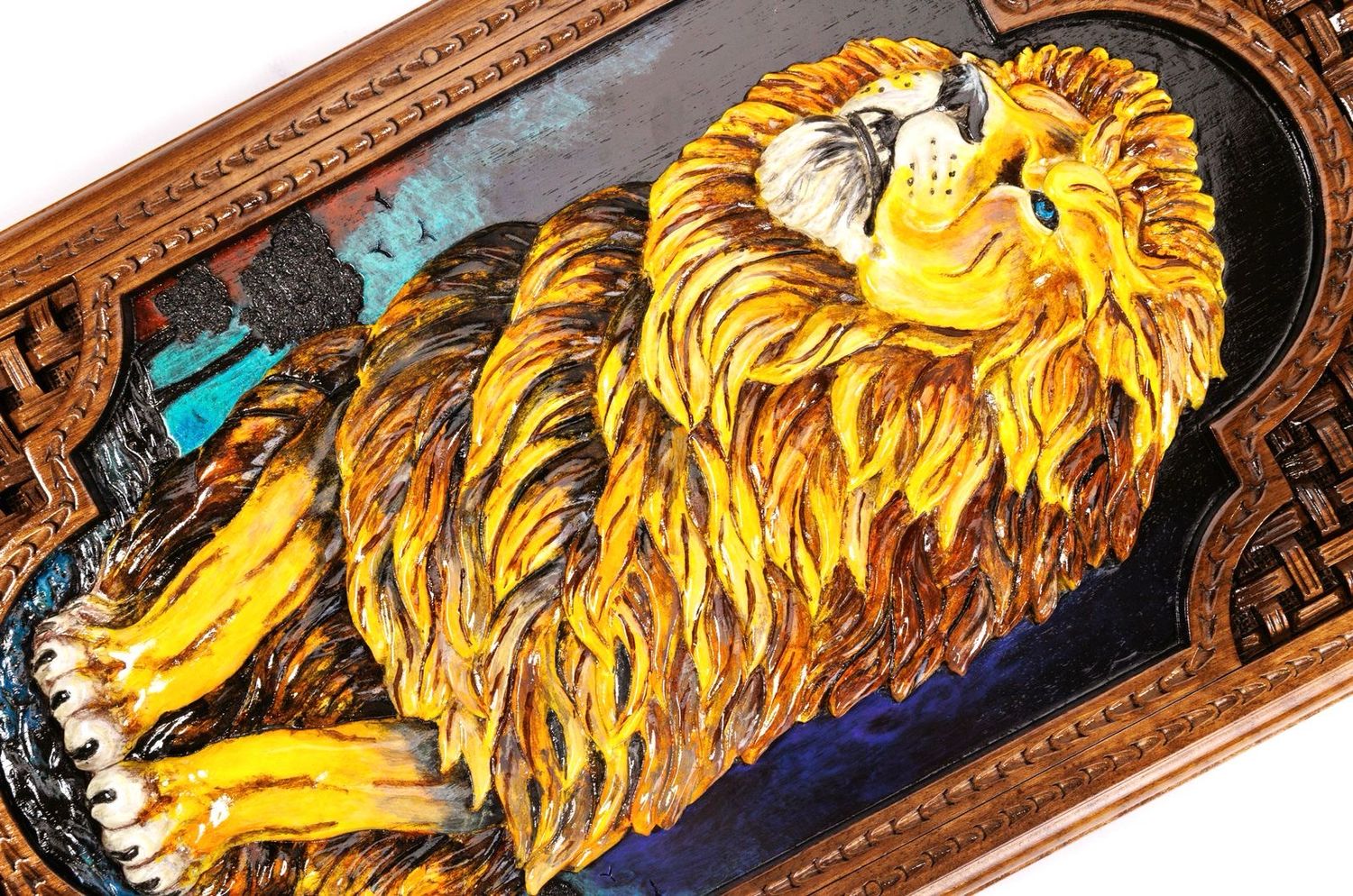 Backgammon Lion Walnut Wood and Epoxy 24&quot; x 12&quot; x 2&quot;