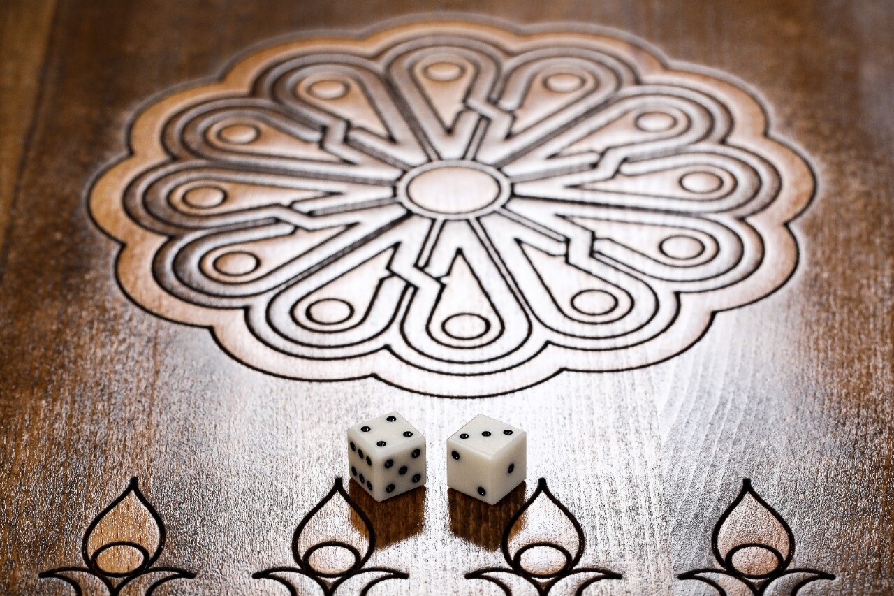 Eternity backgammon with copyrighted contour outline 24" x 12"