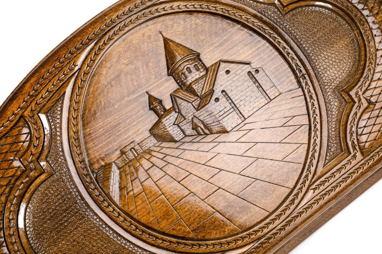 Backgammon Geghard with copyrighted contour outline 24 " 12"