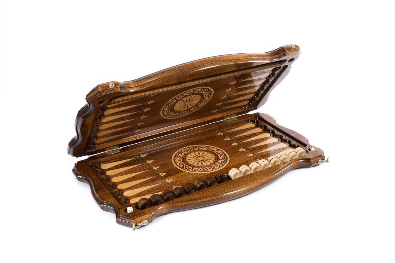 Backgammon Geghard with copyrighted contour outline 24 " 12"
