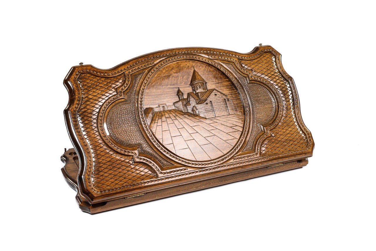 Backgammon Geghard with copyrighted contour outline 24 " 12"