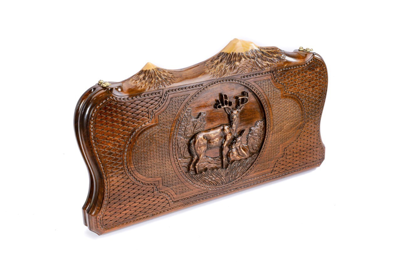 Backgammon Deer with copyrighted Mount Ararat outline 24 " 12"