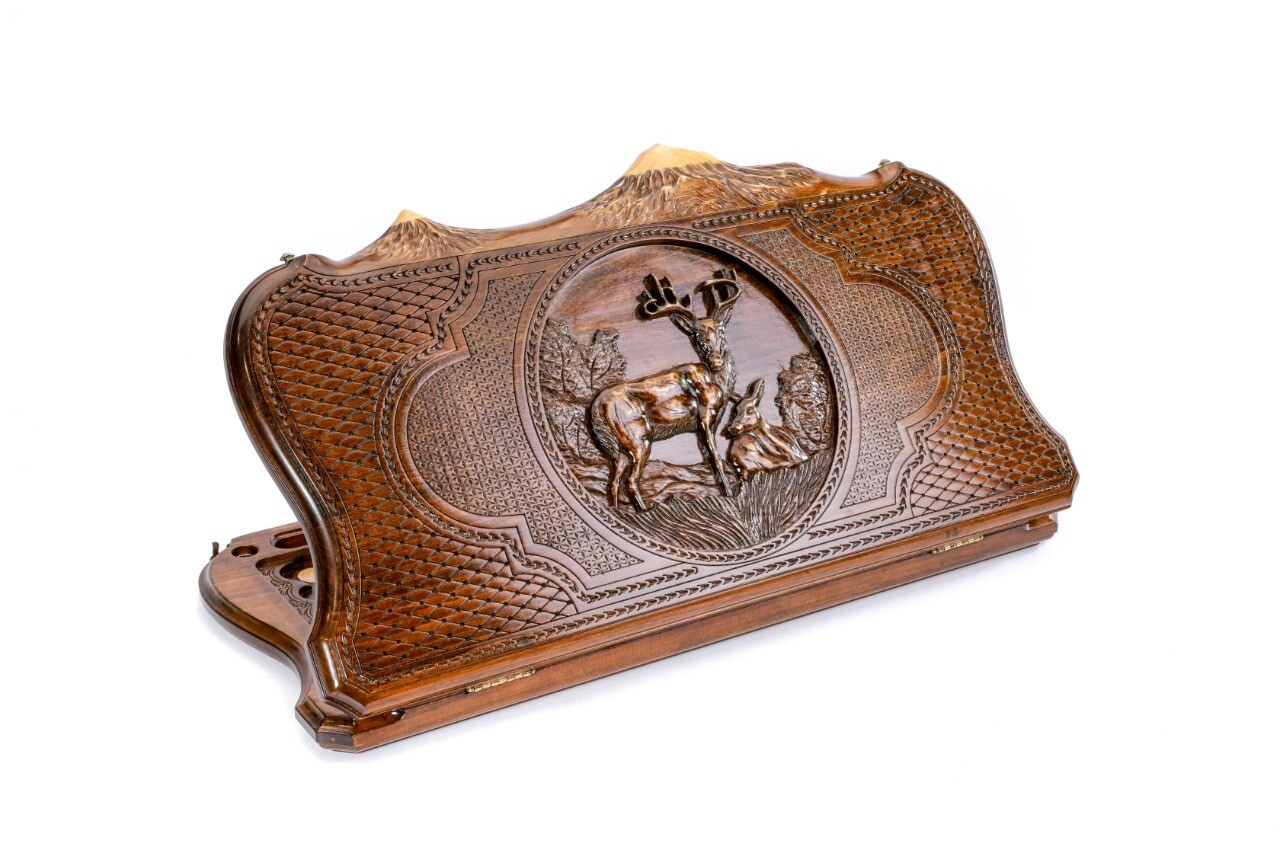 Backgammon Deer with copyrighted Mount Ararat outline 24 " 12"