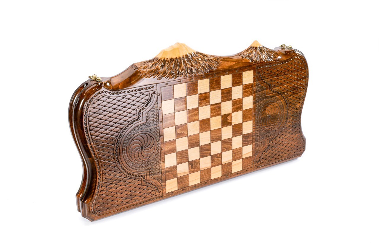 Backgammon Deer with copyrighted Mount Ararat outline 24 " 12"