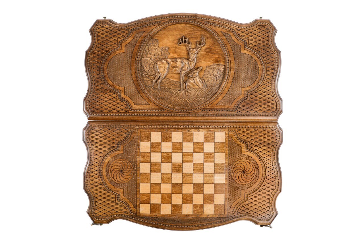 Backgammon Deer with copyrighted contour outline 24" x 12"