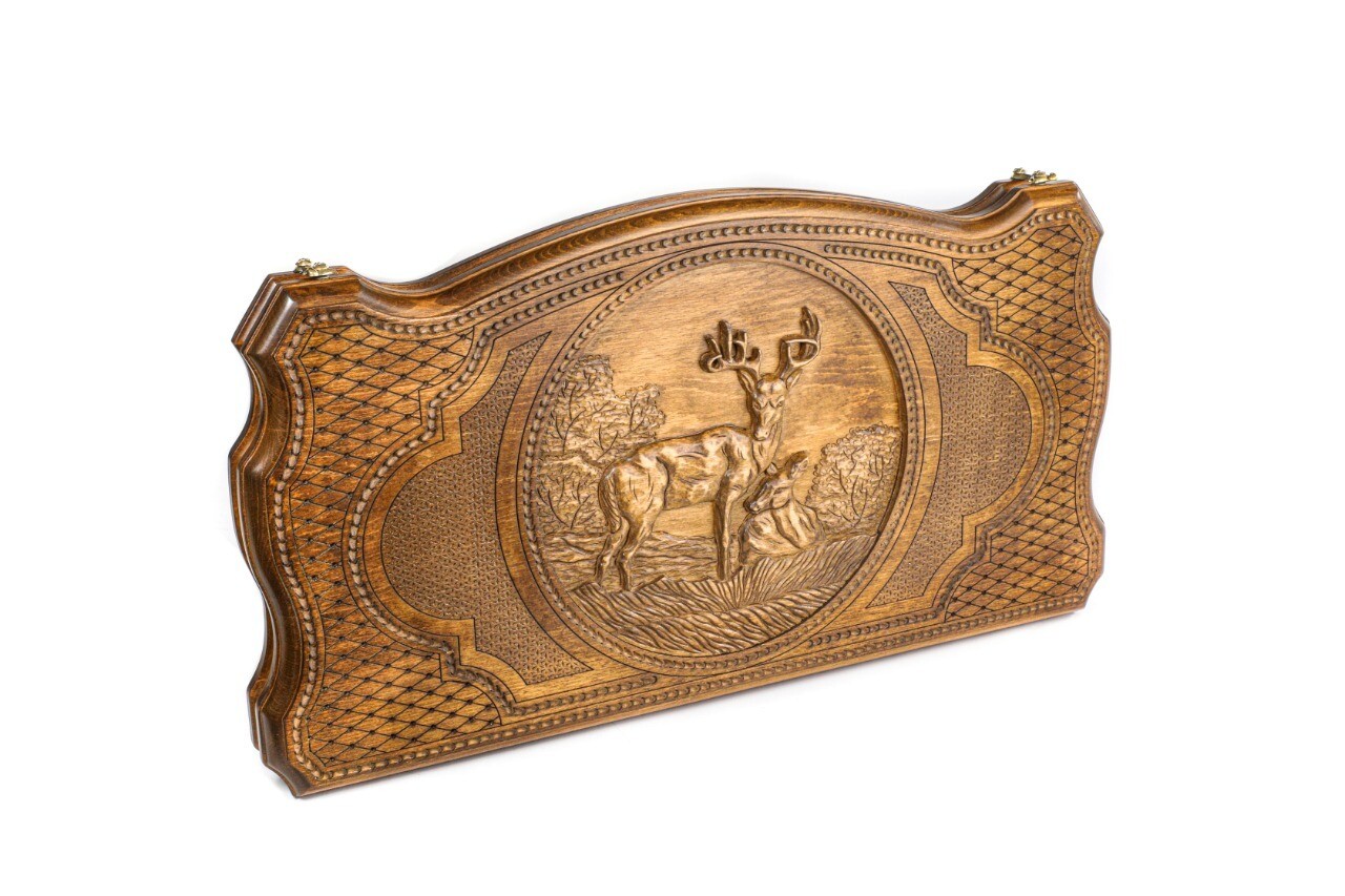 Backgammon Deer with copyrighted contour outline 24" x 12"