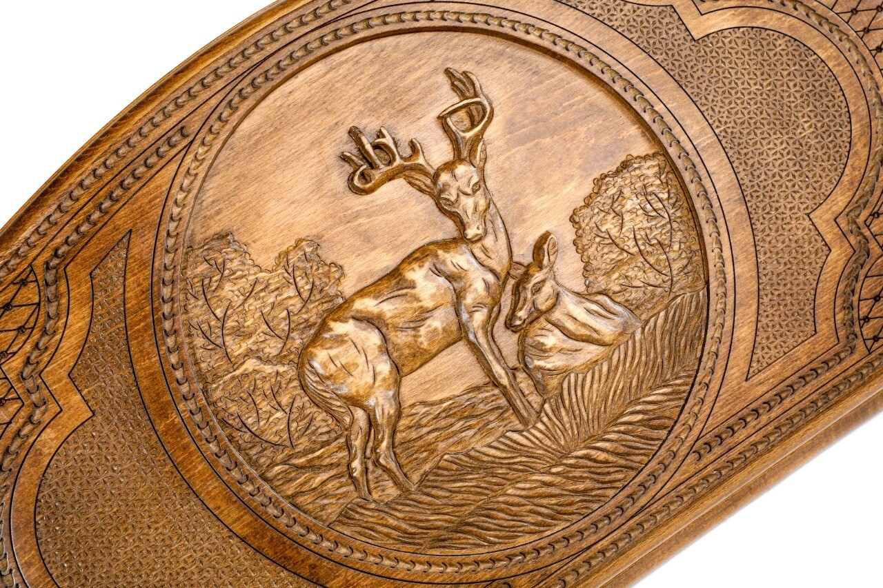 Backgammon Deer with copyrighted contour outline 24" x 12"