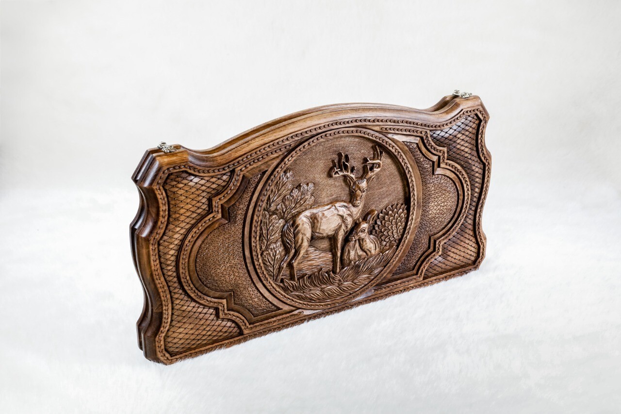 Backgammon Deer with copyrighted contour outline 24" x 12"
