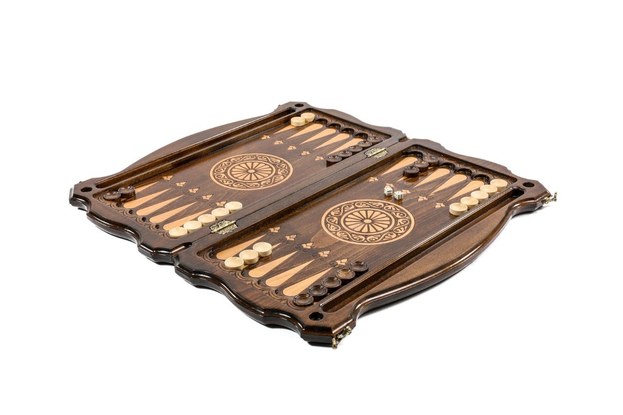 Eternity backgammon with copyrighted contour outline 24" x 12" x 2"