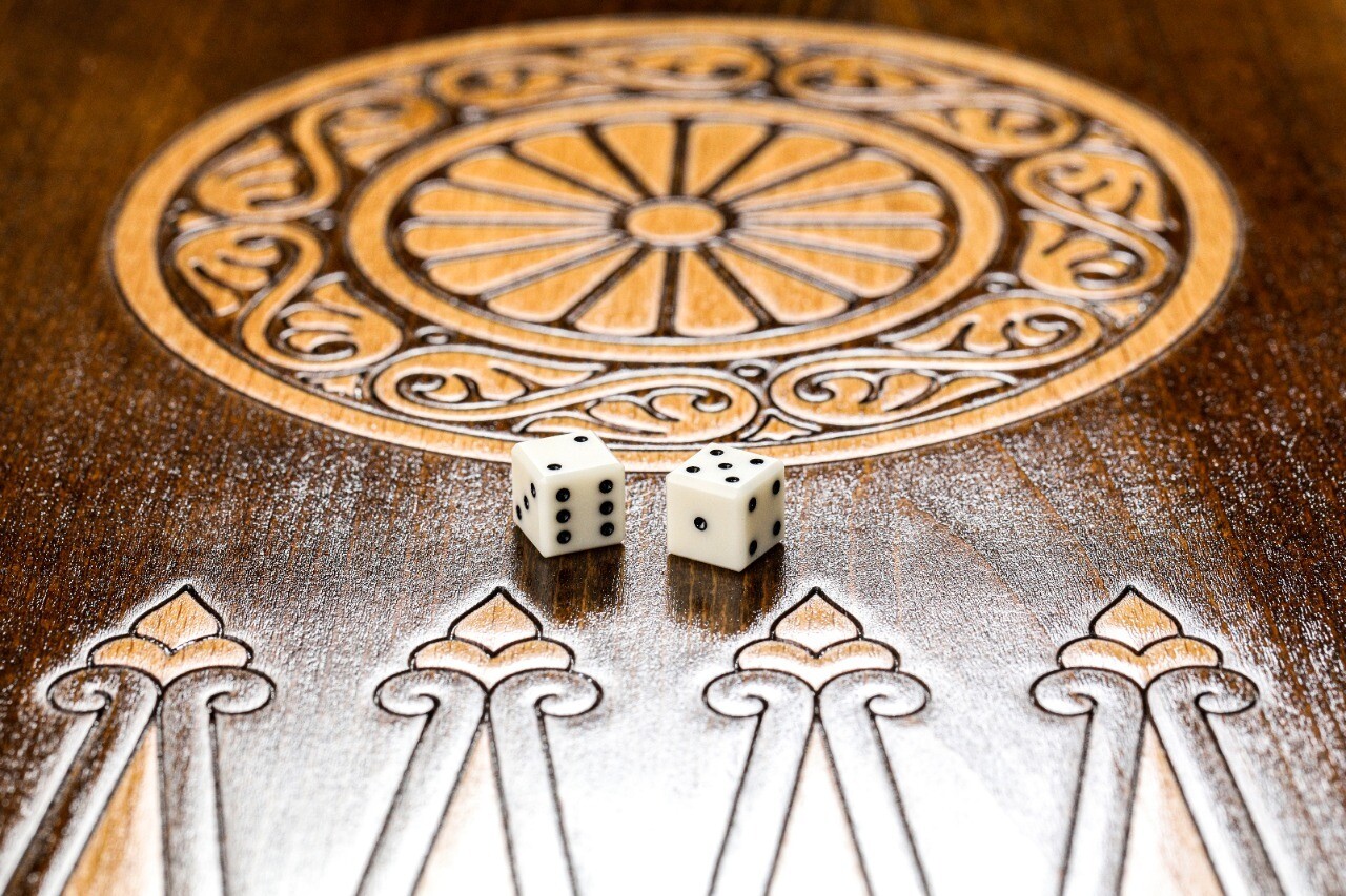 Eternity backgammon with copyrighted contour outline 24" x 12" x 2"