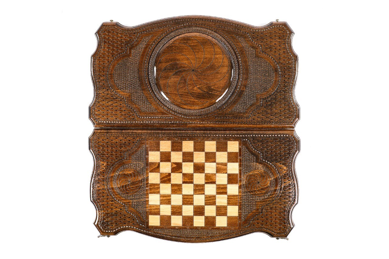 Eternity backgammon with copyrighted contour outline 24" x 12" x 2"