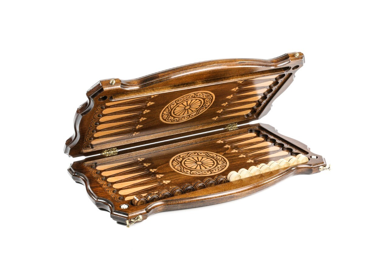 Eternity backgammon with copyrighted contour outline 24" x 12" x 2"