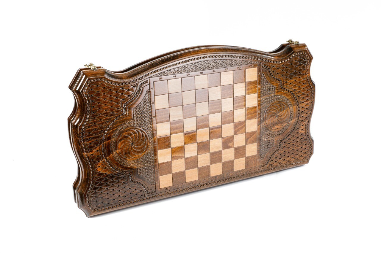 Eternity backgammon with copyrighted contour outline 24" x 12" x 2"
