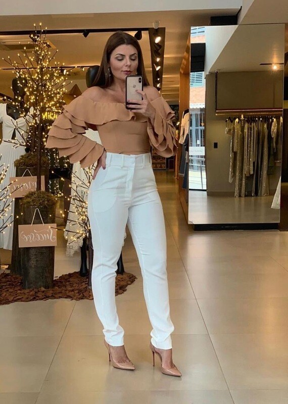White High Waist Pants