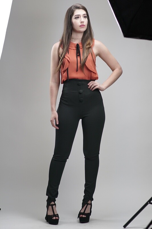 Pants With Front Covered Buttons
