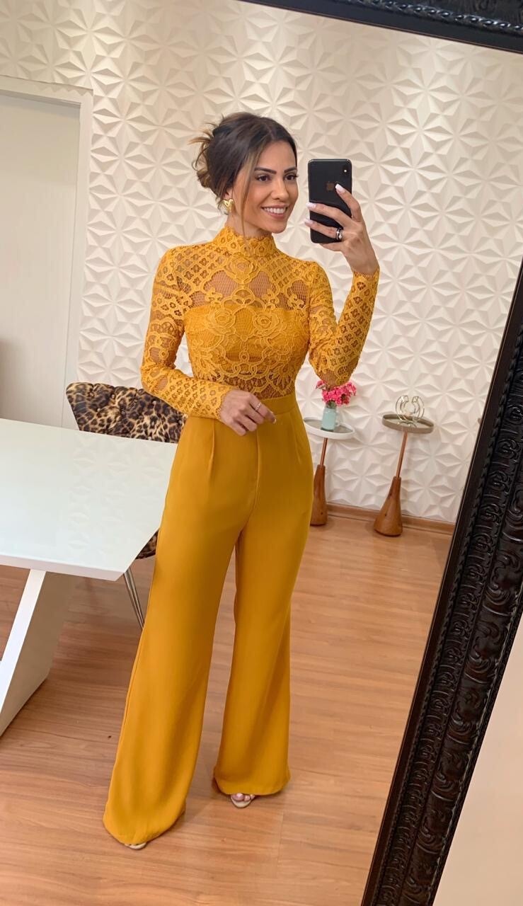 Jumpsuit High Neck Lace