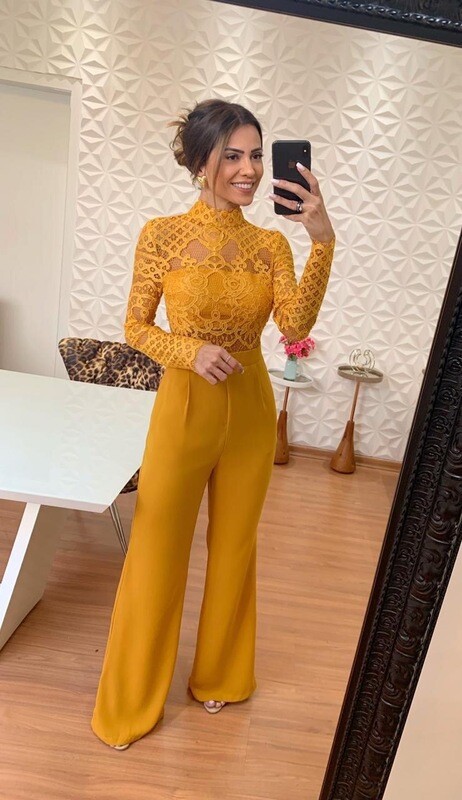 Jumpsuit High Neck Lace