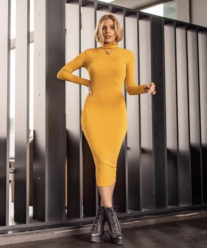 Midi Dress Long Sleeve Lurex