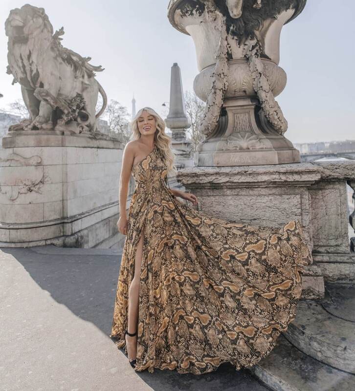 Maxi Dress Single Shoulder Snake