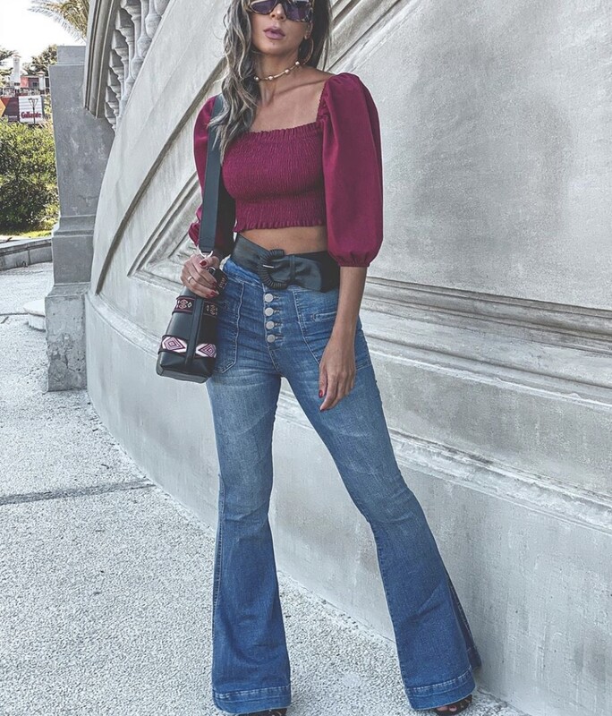 Jeans Flare Botoes Cos Medium Wash