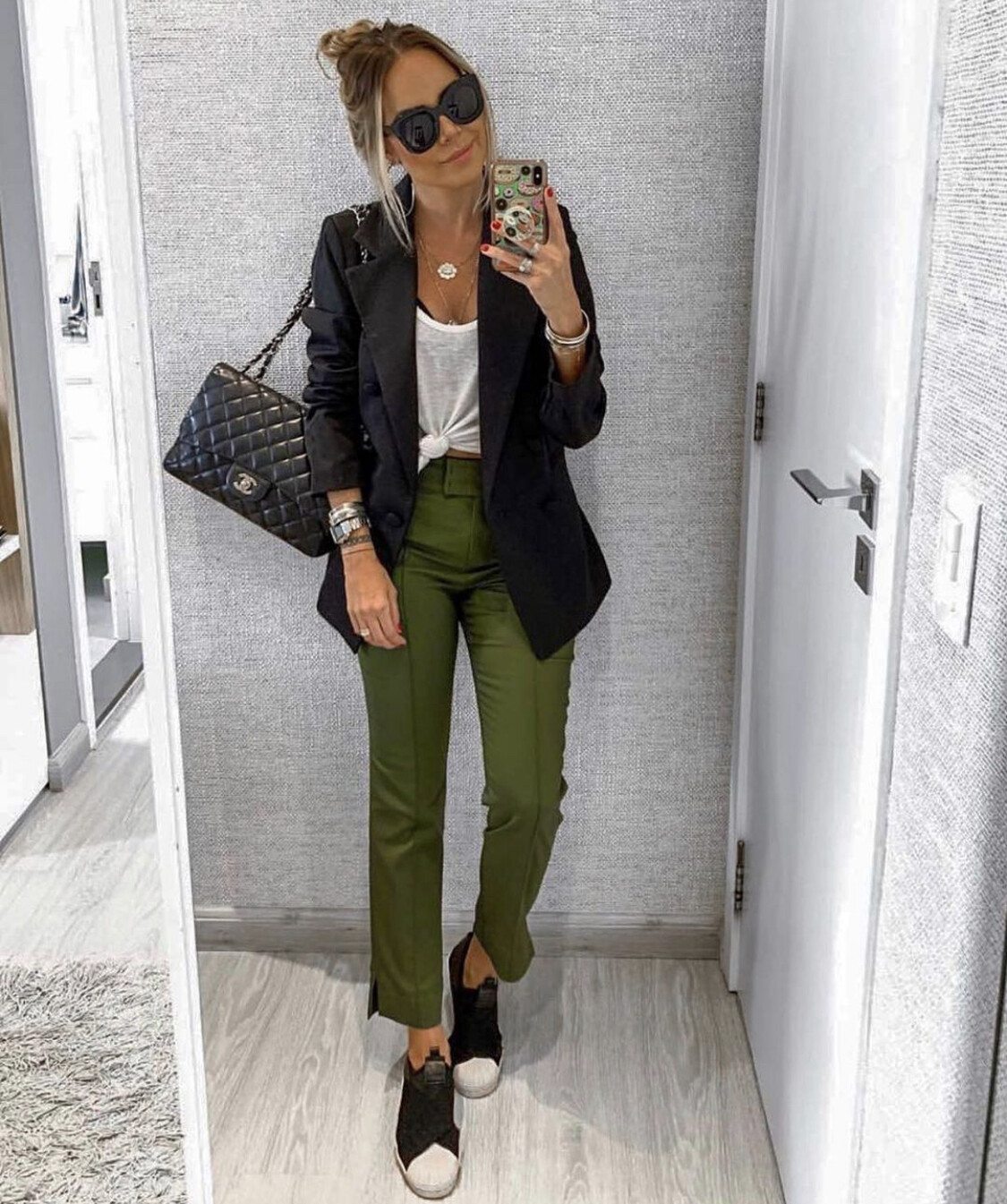 Pants Vertical Stripe High Waist