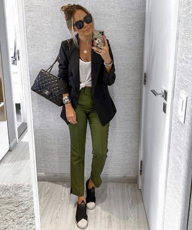Pants Vertical Stripe High Waist