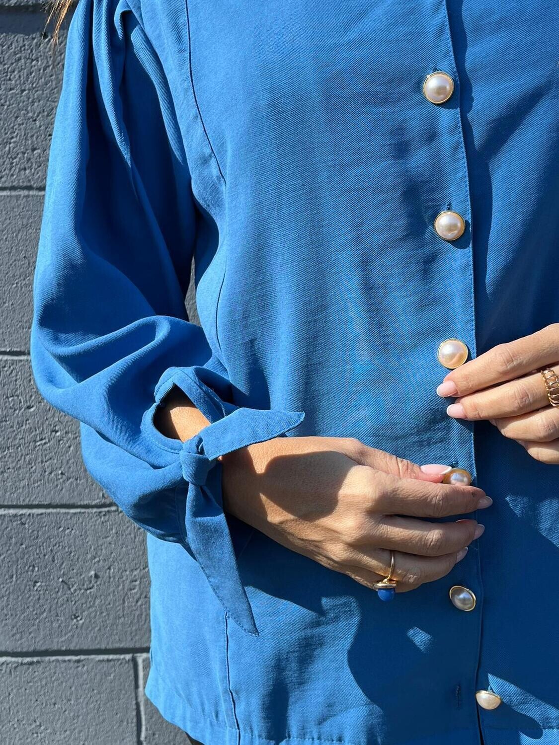 Oversize Shirt Pearl Buttons