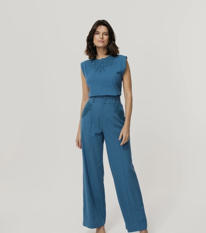 Pantaloon Pants Linen Guipir Pocket Detail