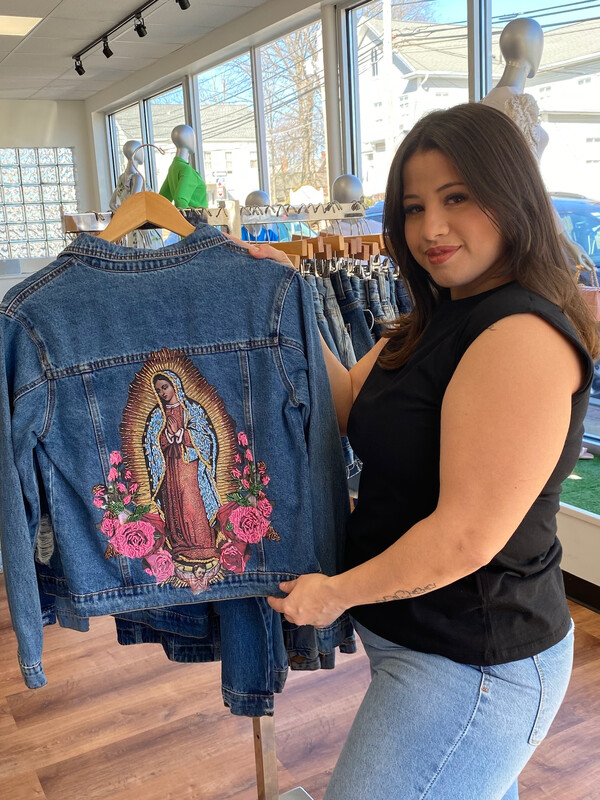 Santa Guadalupe Embroidered Denim Jacket