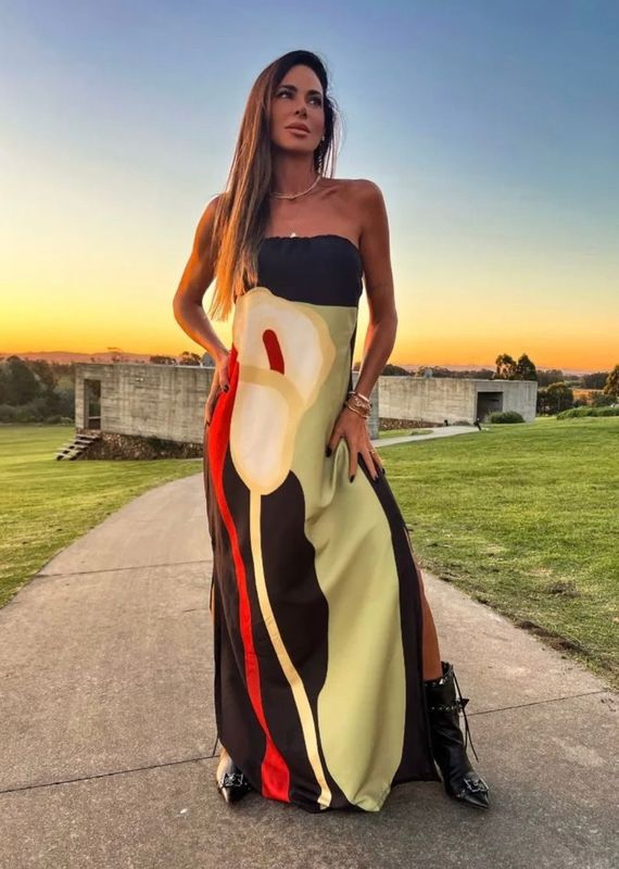 Strapless Tie Back Maxi Dress