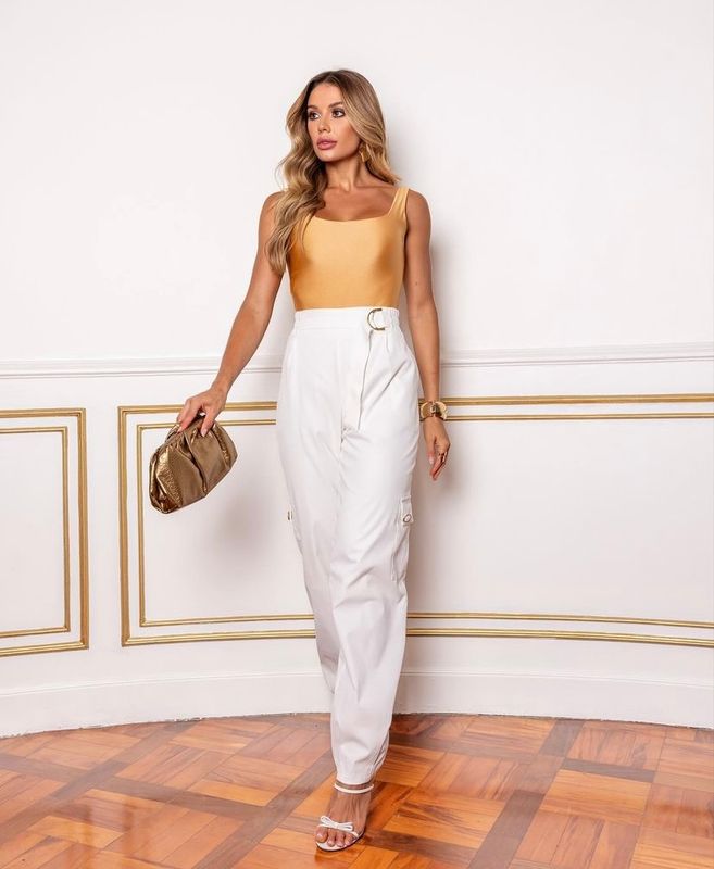 Lastex Gold Belt Button Cargo Pants
