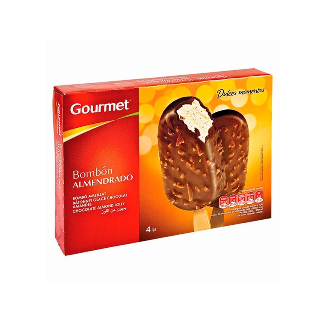 HELADO GOURMET BOMBON LECHE ALMENDRA  4U