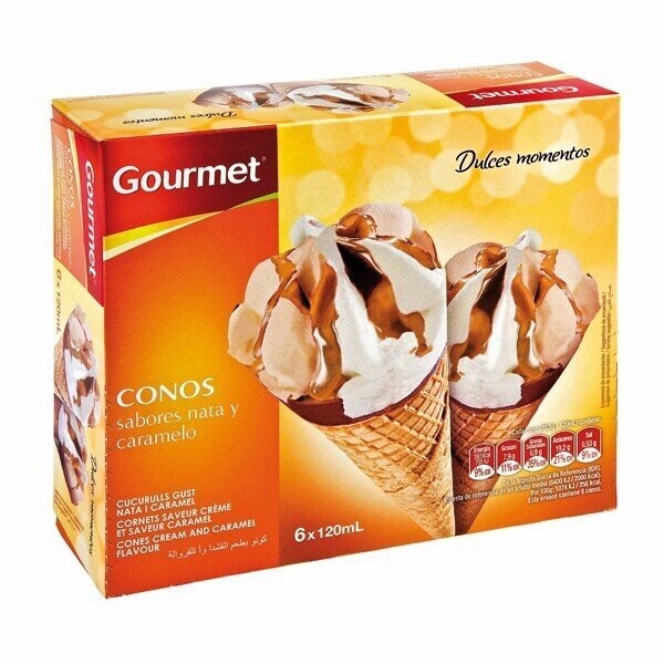 HELADO GT DE CONOS SABORES NATA Y CARAMELO