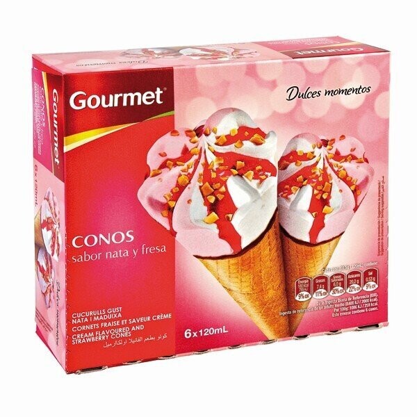 HELADO GT DE CONOS SABORES NATA Y FRESA