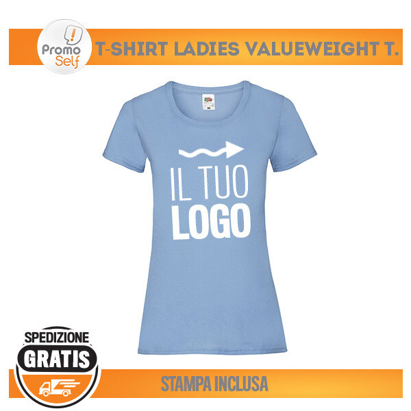 T-SHIRT DONNA FRUIT OF THE LOOM "LADIES VALUEWEIGHT T" CON LOGO