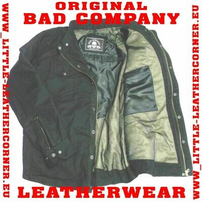 Bad Company Leather Aramid Holzfäller Hemd Schwarz Motorrad Jacke