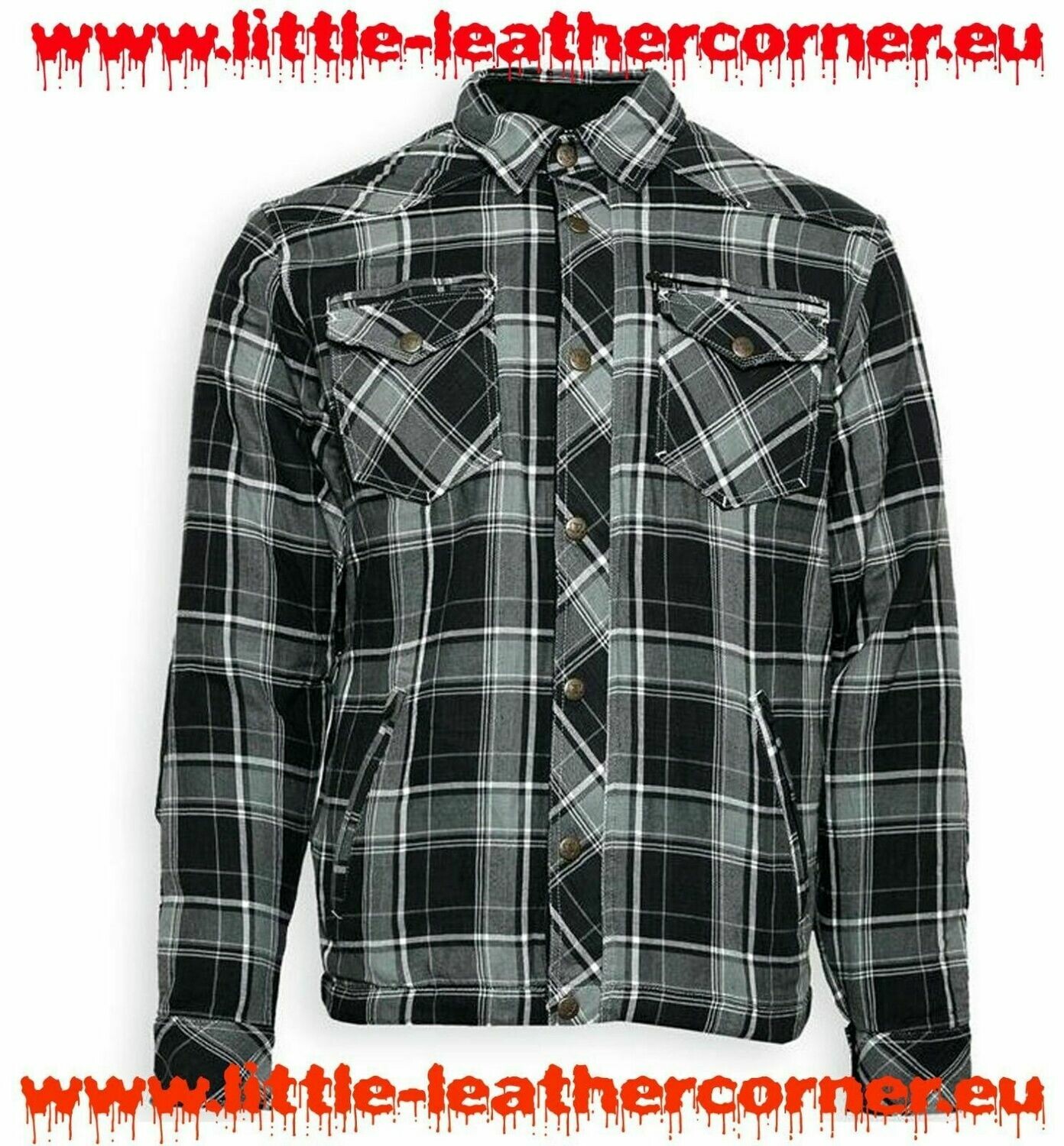Bores Lumberjack Motorradhemd Herren - PREMIUM - grau-schwarz-weiss