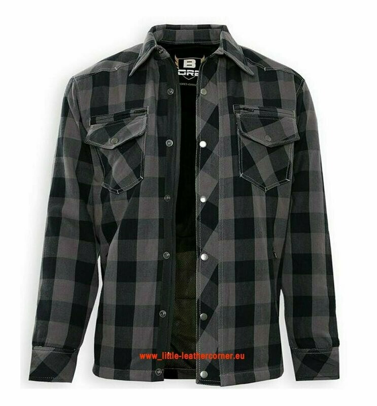 Bores Lumberjack Motorradhemd Herren - PREMIUM - grau-schwarz