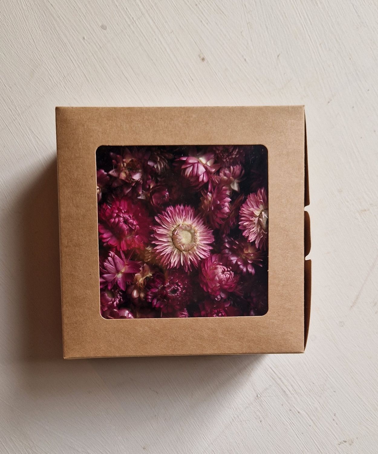 Dried Helichrysum, Loose Strawflower Heads, Deep Pink Mix