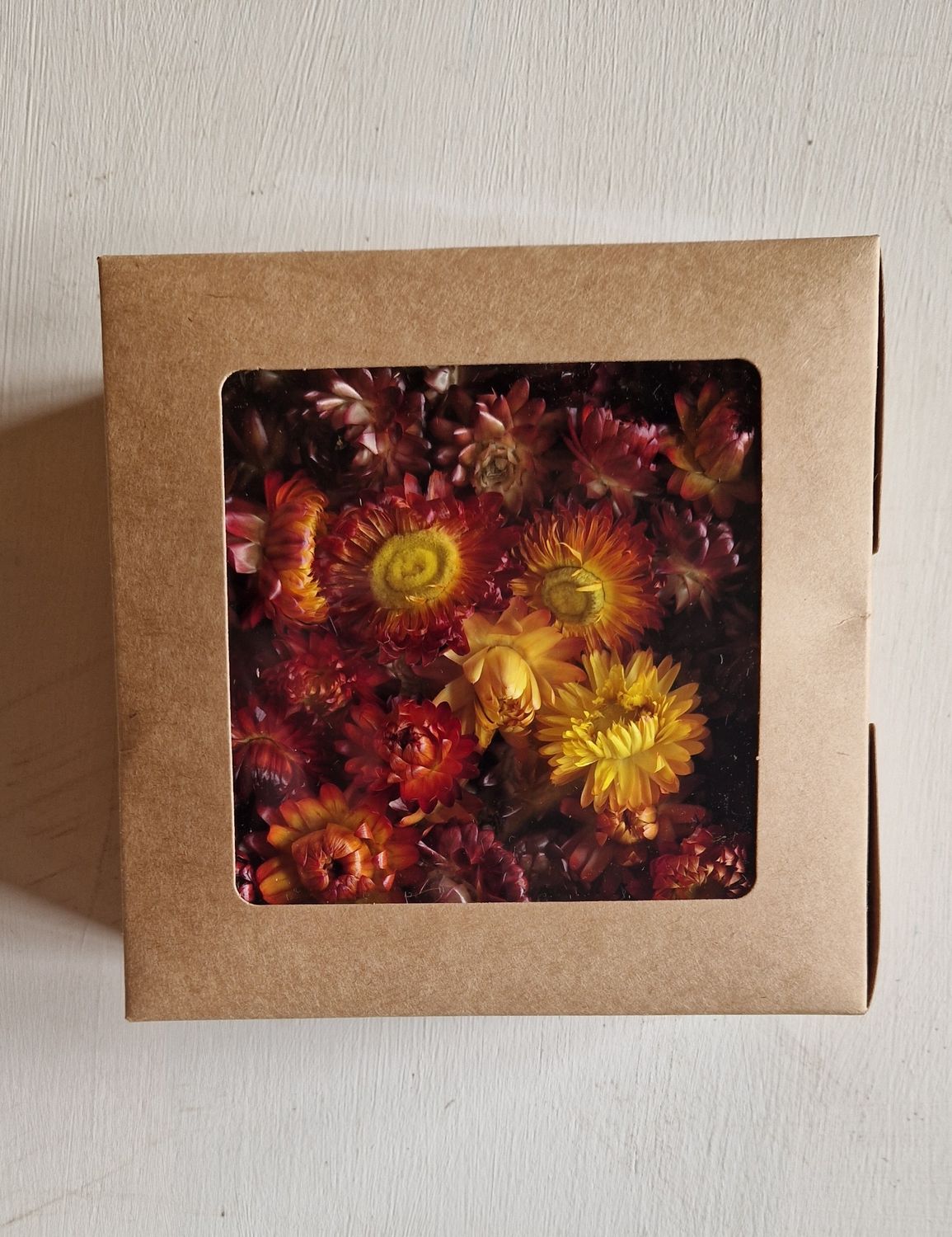 Dried Helichrysum, Loose Strawflower Heads, Oranges &amp; Reds Mix